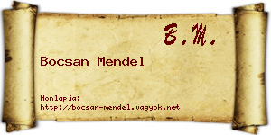 Bocsan Mendel névjegykártya